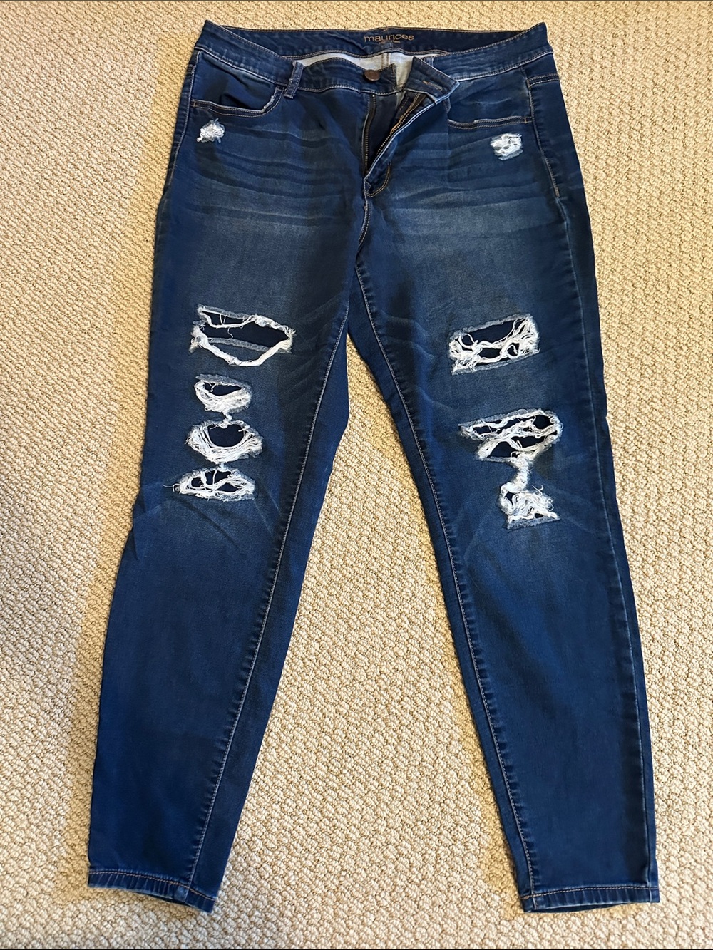 Maurice’s High Rise Distressed Dark Blue Women’s Jeans 14W Regular